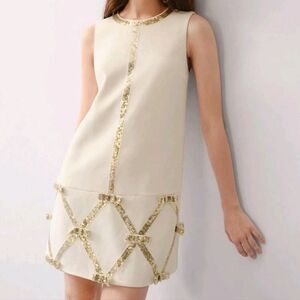 SEQUIN TAPE ZIPPER BACK TANK DRESS